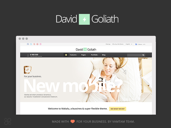 David & Goliath theme websites examples