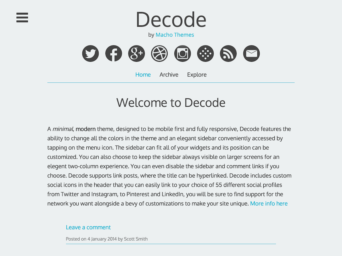 Decode website example screenshot