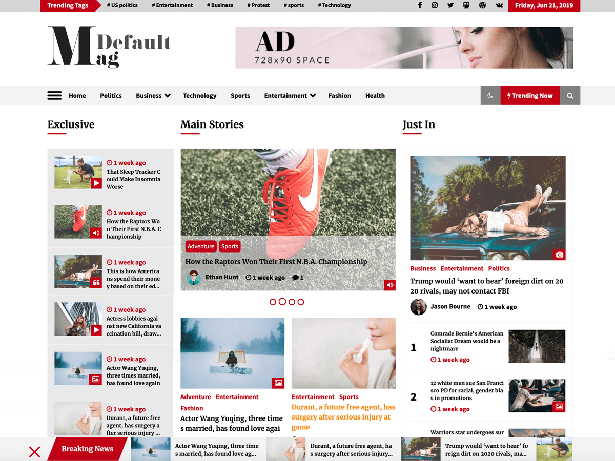 Default Mag theme websites examples