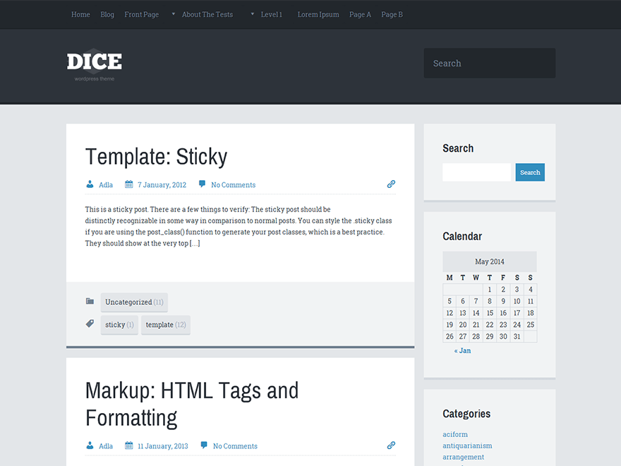 Dice website example screenshot