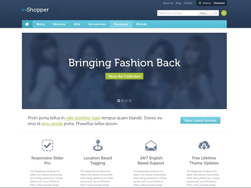 e-Shopper theme websites examples