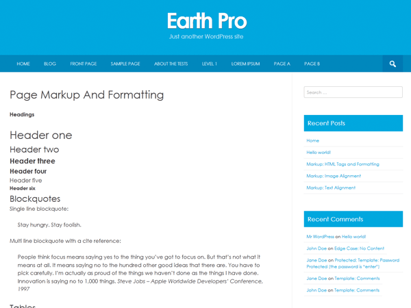 Earth Pro theme websites examples