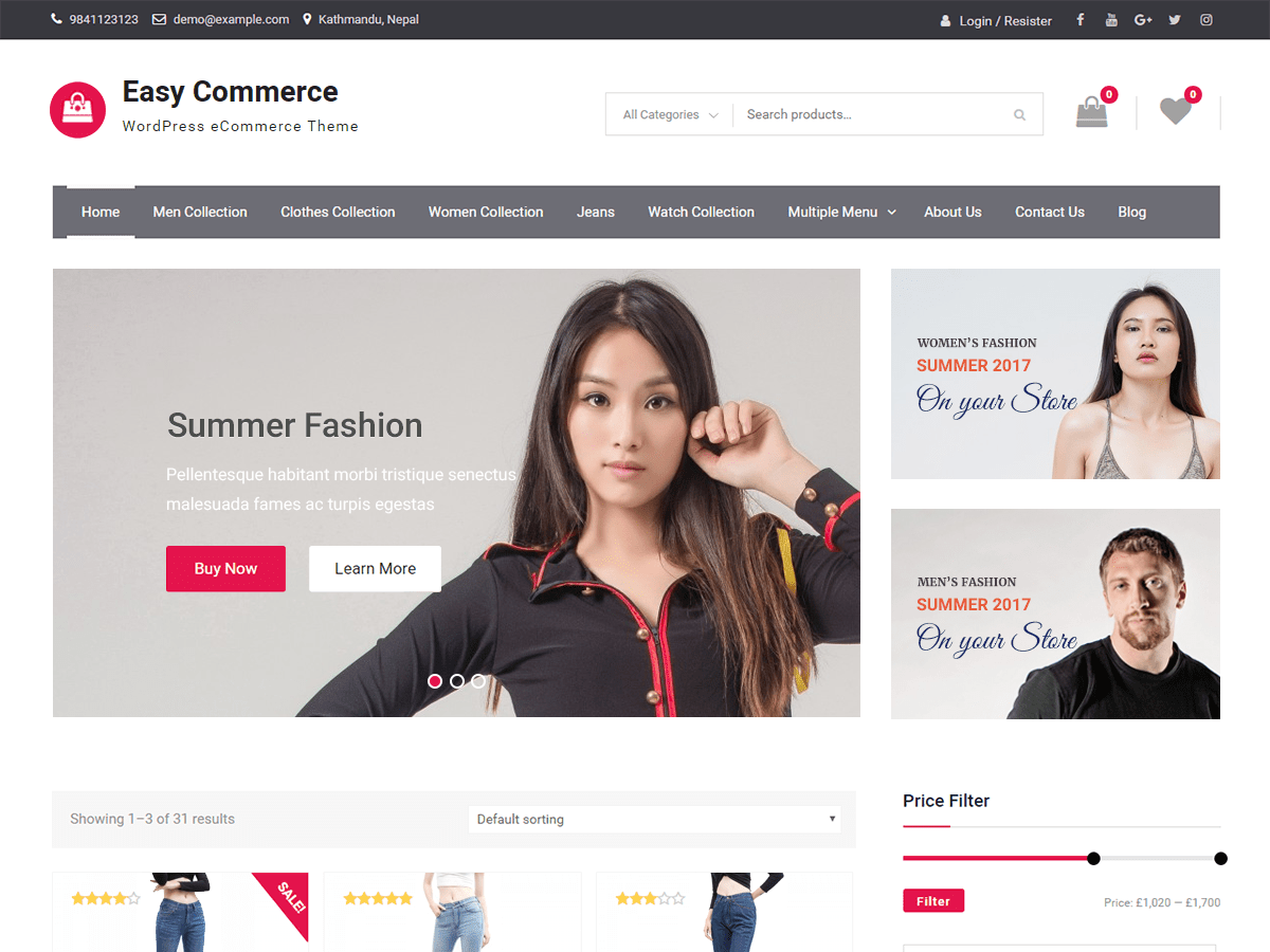 easy-commerce theme websites examples
