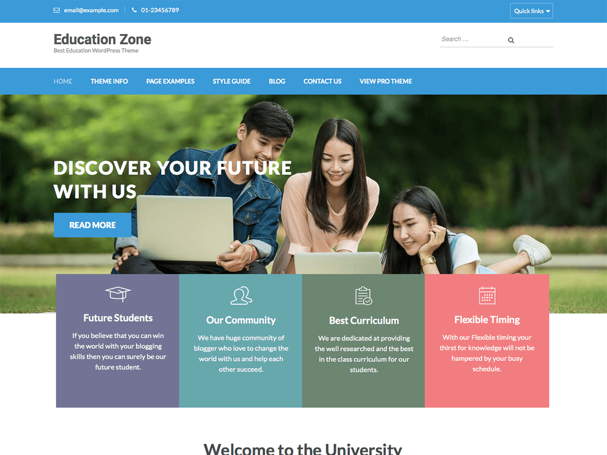 Education Zone website example screenshot