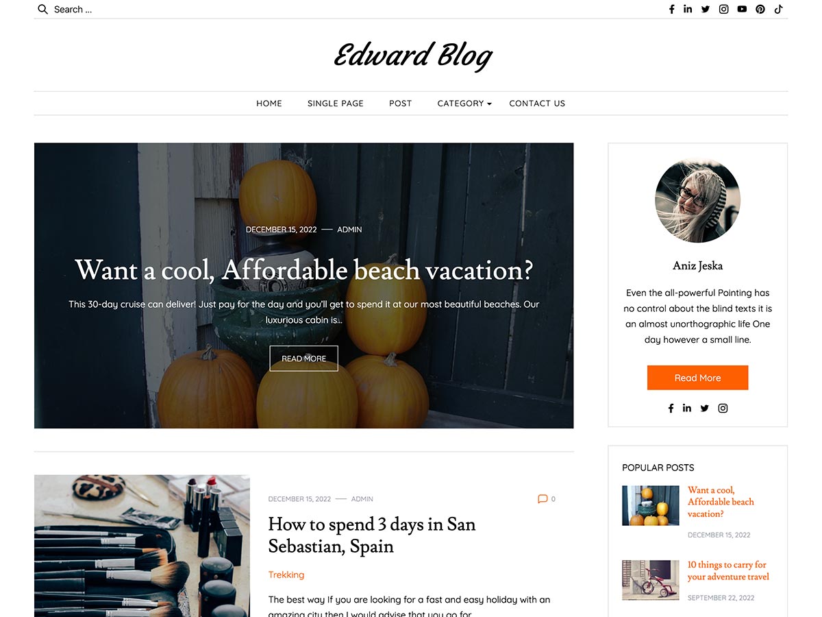 edward-blog theme websites examples