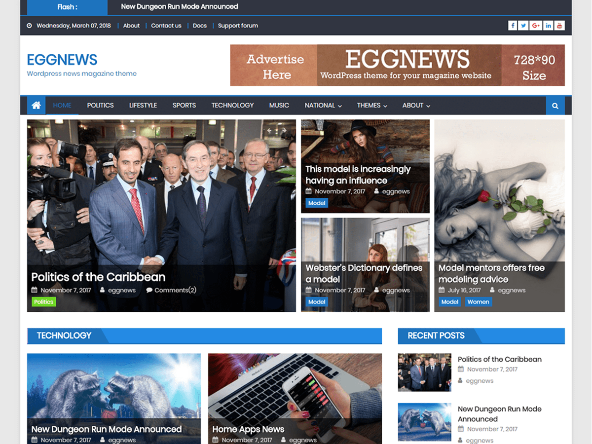 Eggnews website example screenshot