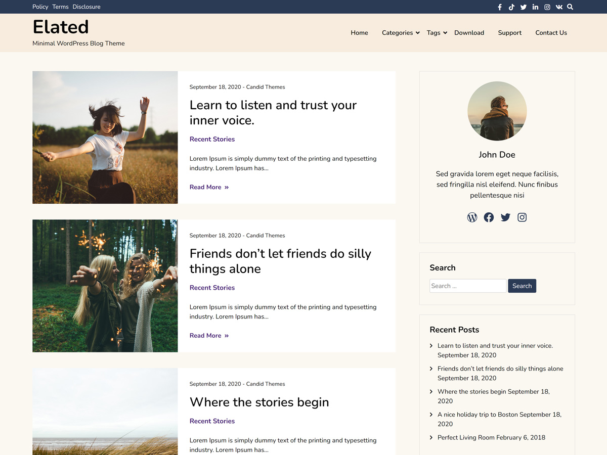 elated theme websites examples