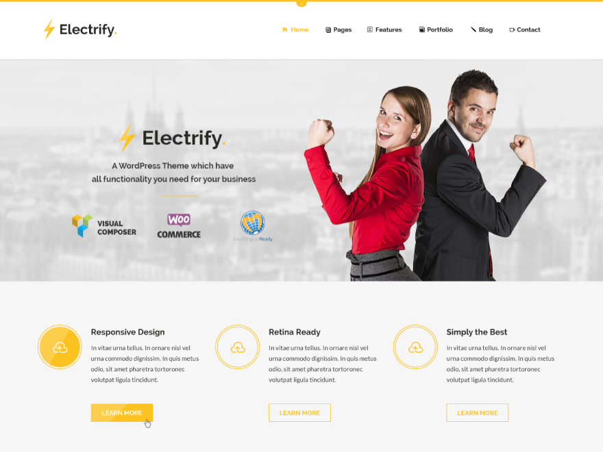 electrify theme websites examples