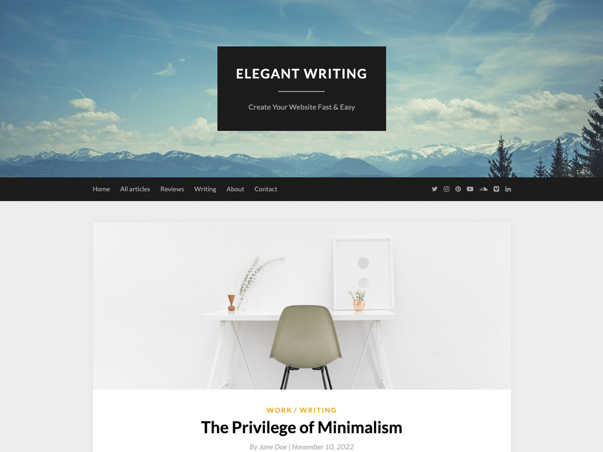 elegantwriting theme websites examples