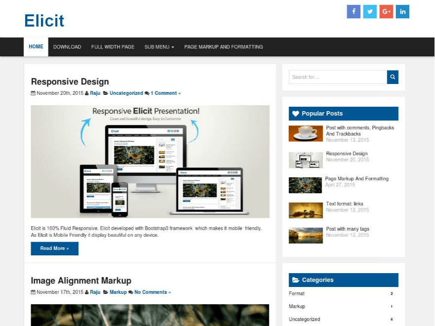 Elicit website example screenshot