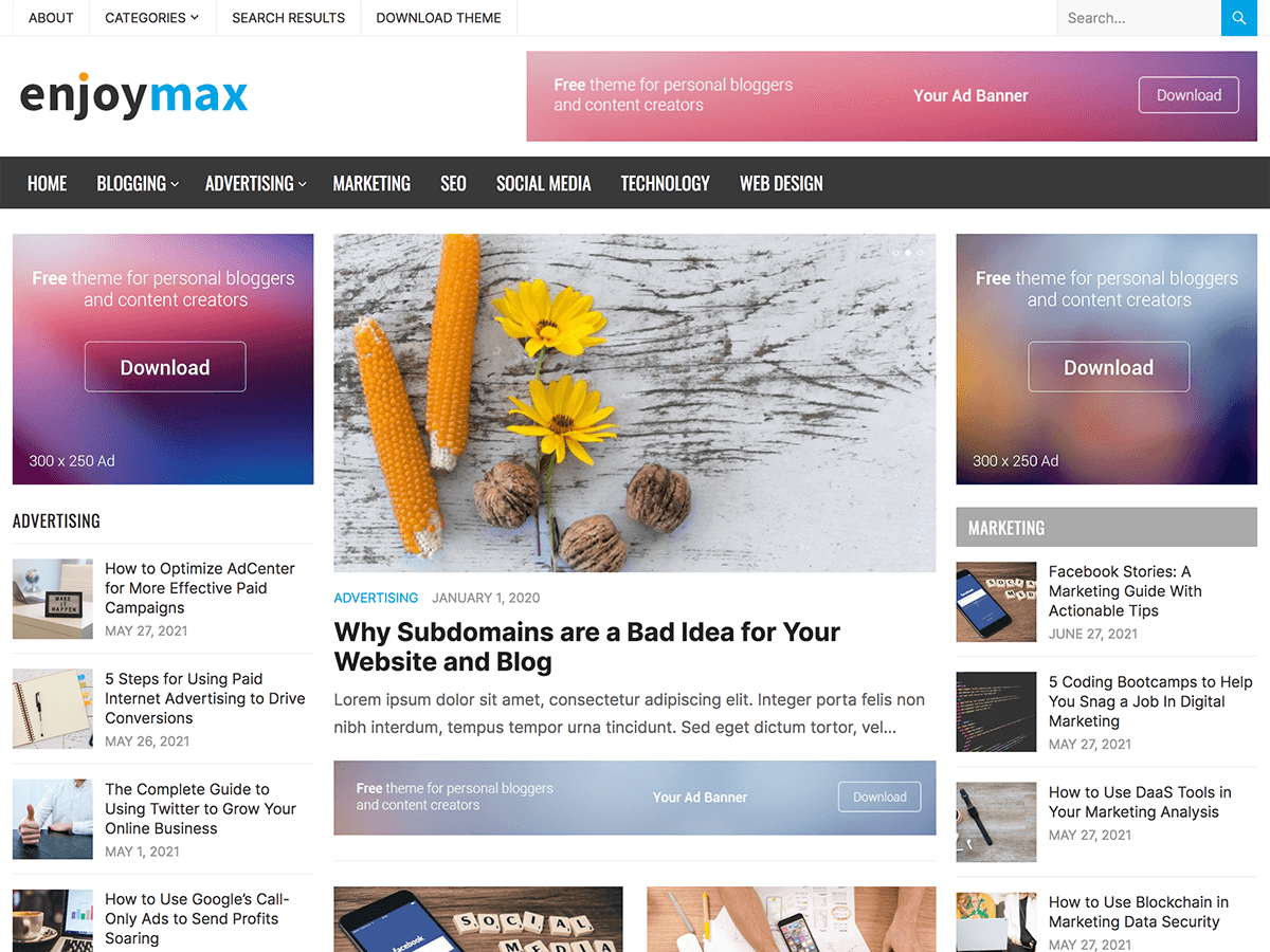 enjoymax theme websites examples