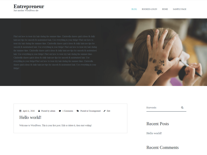 Entrepreneur Lite website example screenshot