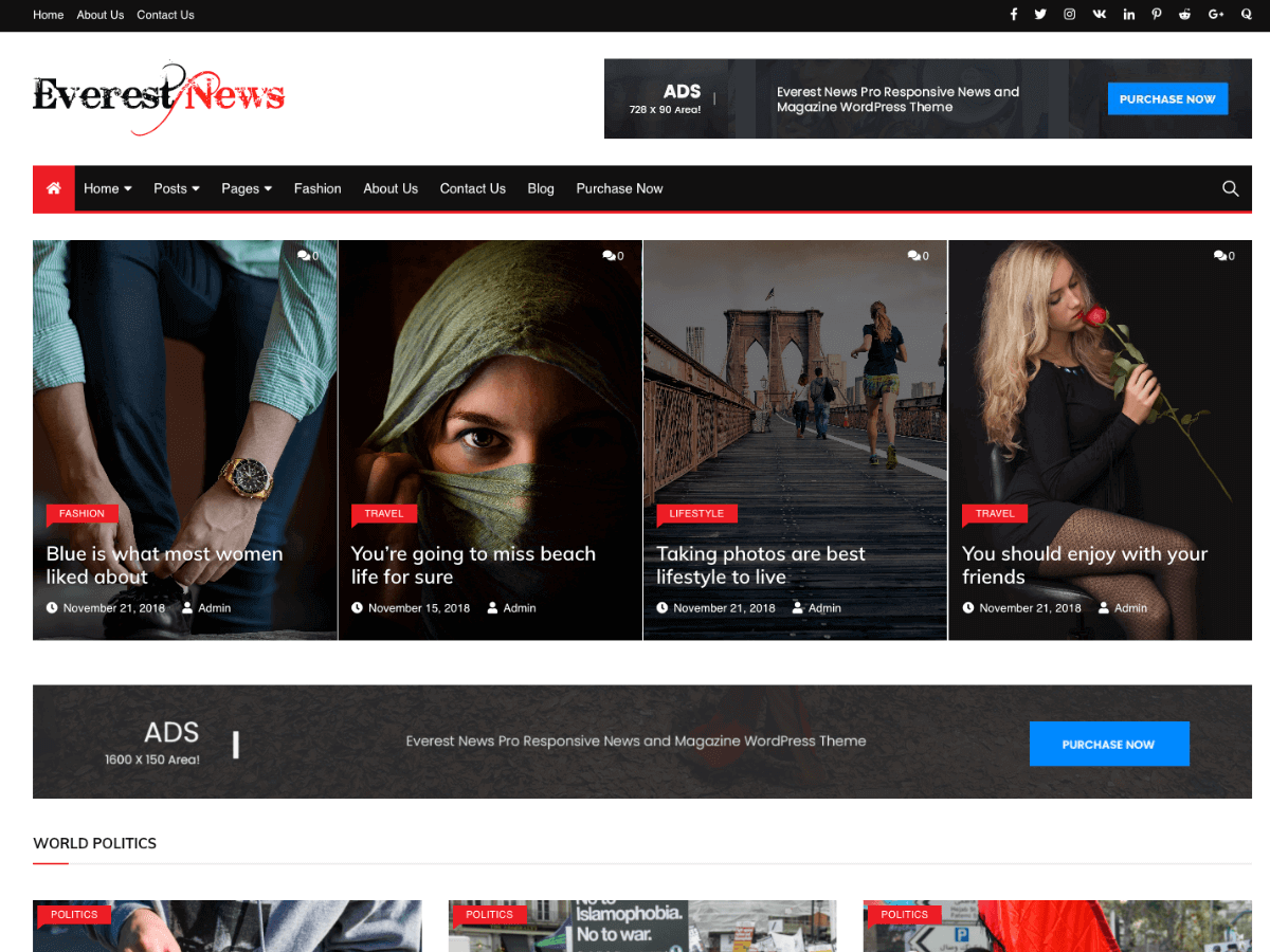 Everest News theme websites examples