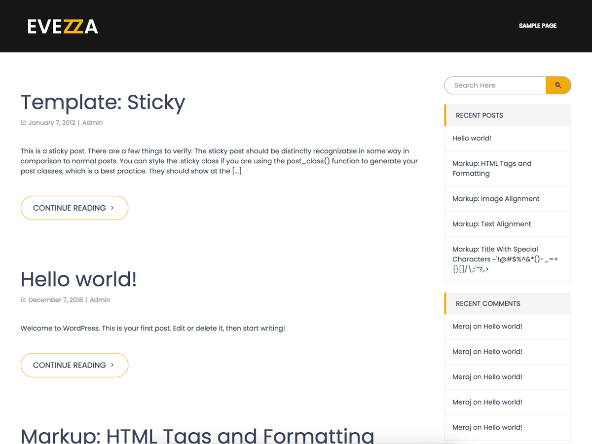 evezza-lite theme websites examples