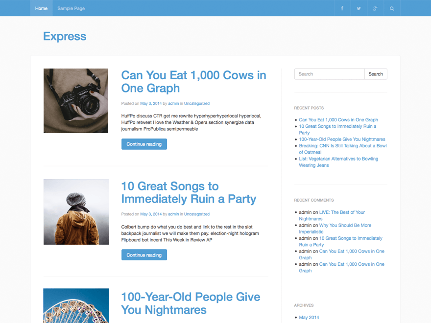 Express website example screenshot