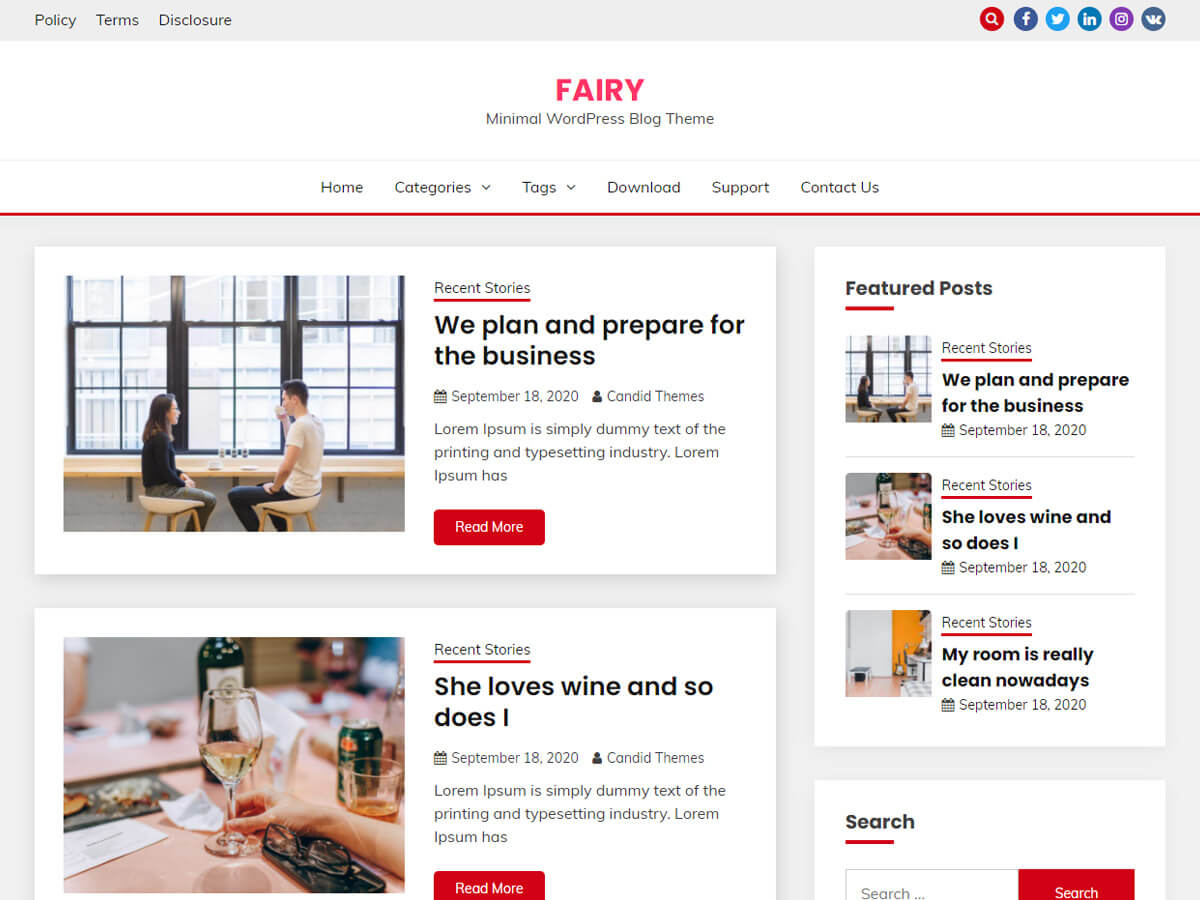 Fairy website example screenshot