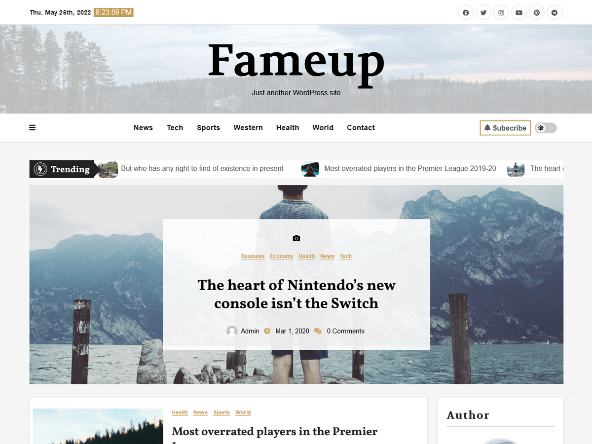 Fameup website example screenshot