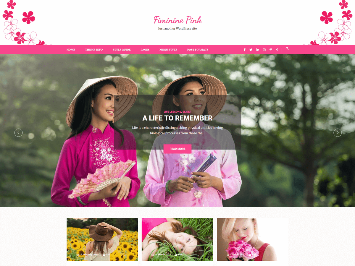 feminine-pink theme websites examples