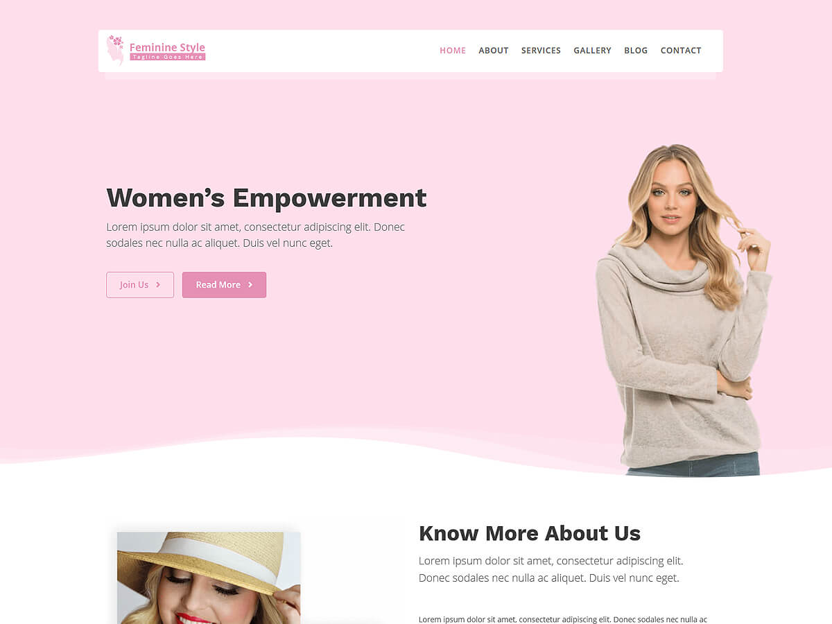 Feminine Style theme websites examples