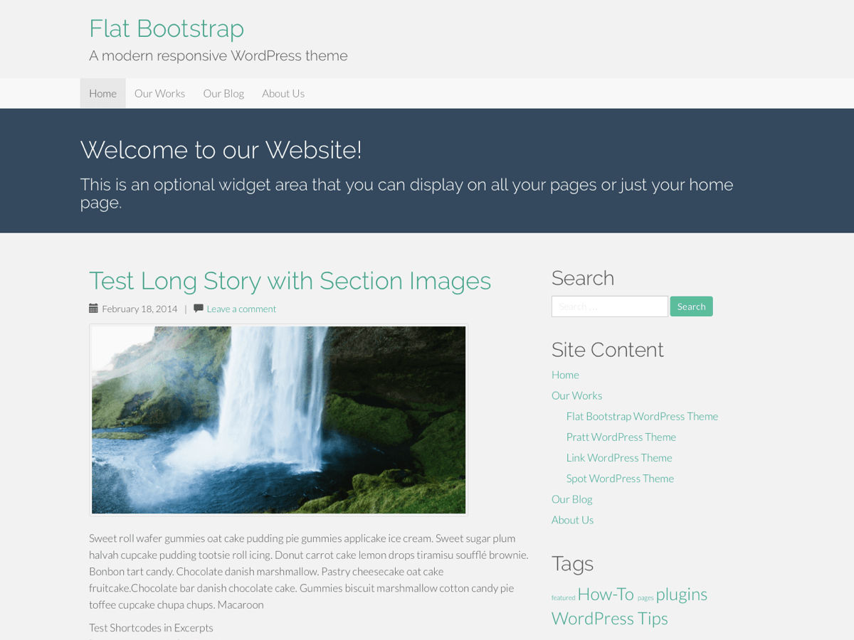 Flat Bootstrap website example screenshot
