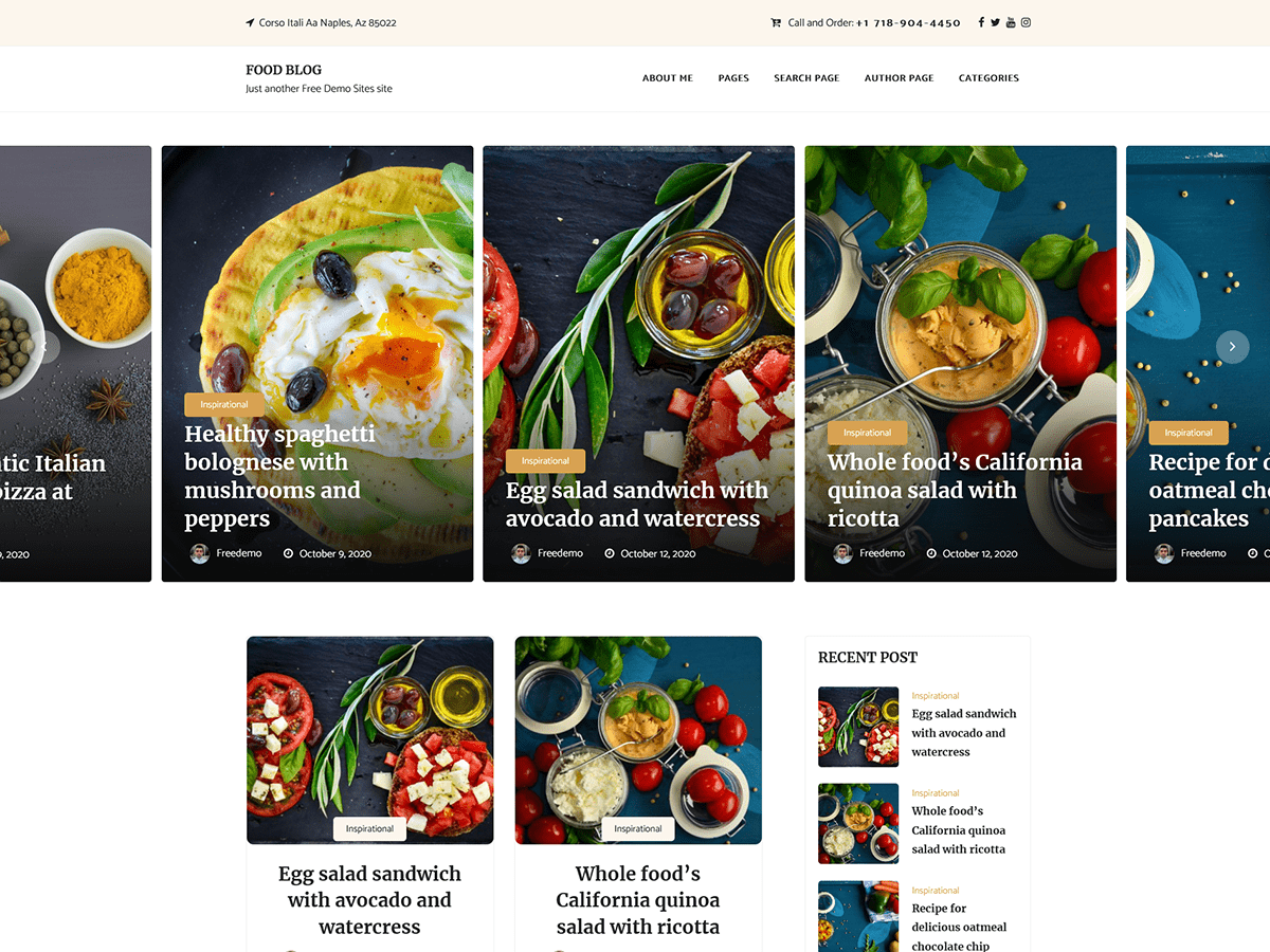 food-blogger theme websites examples