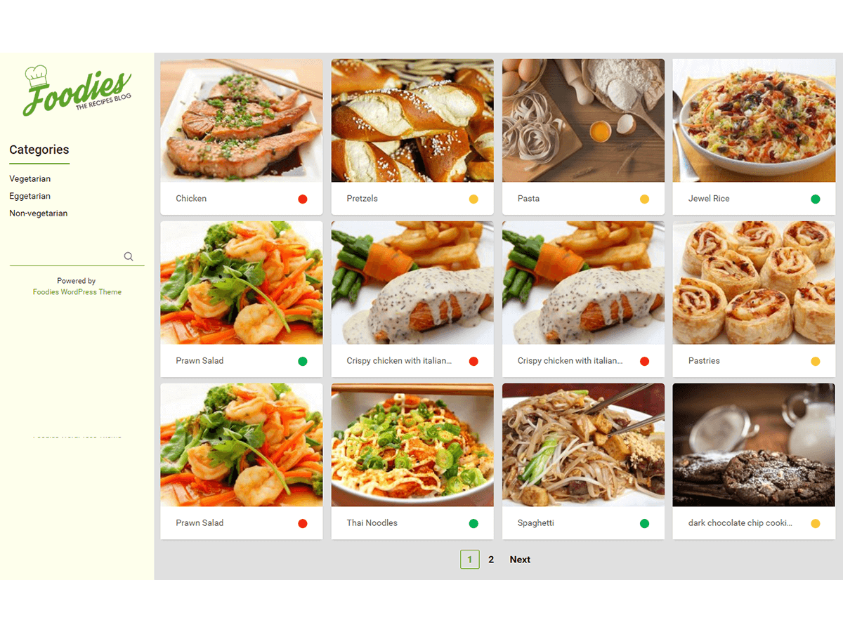 Foodies theme websites examples