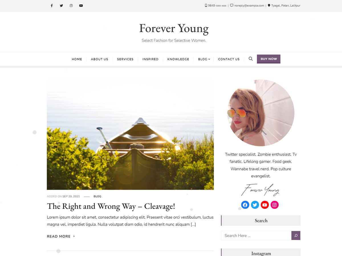 forever-young theme websites examples