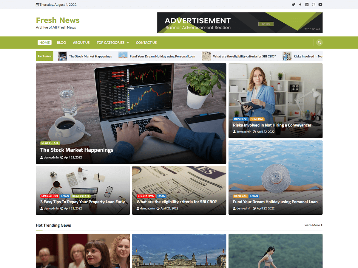 fresh-news theme websites examples