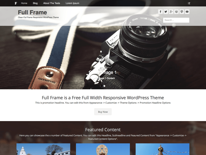 Full Frame website example screenshot