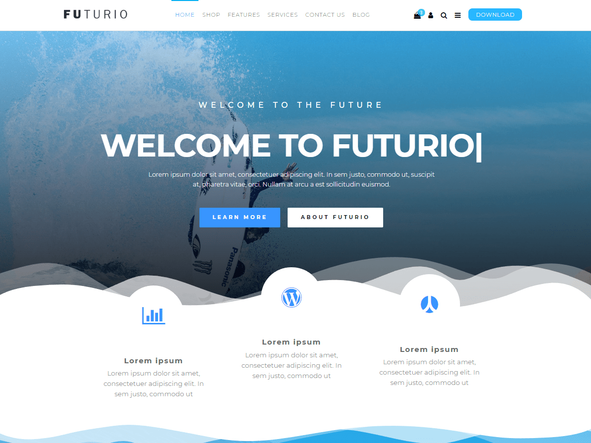 Futurio website example screenshot