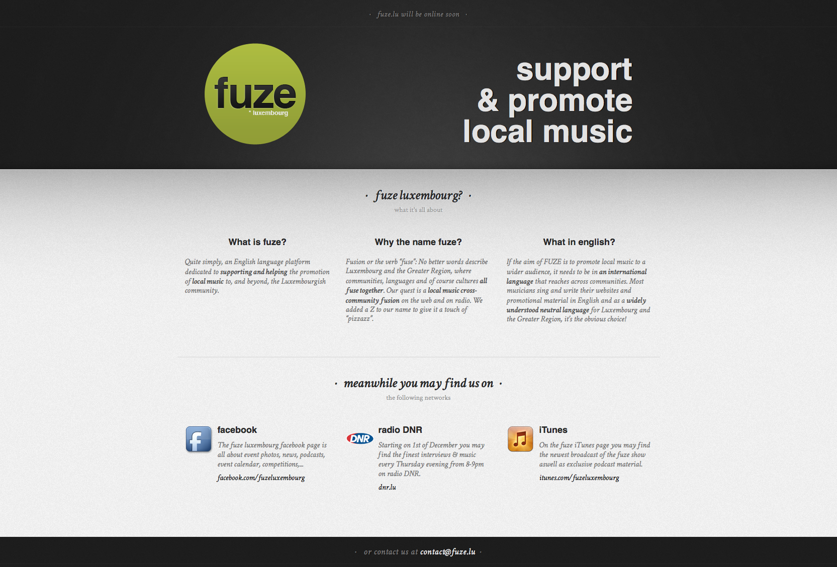 FUZE  website example screenshot