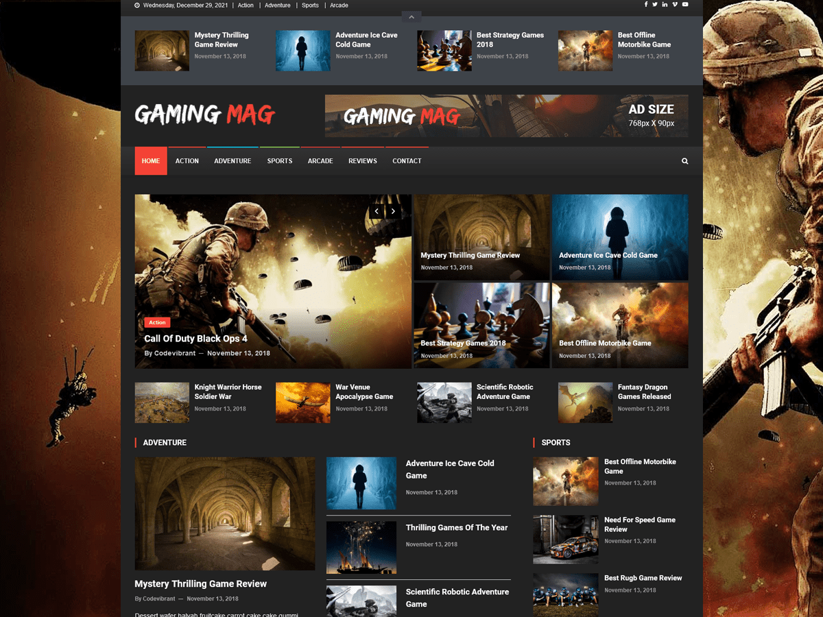 gaming-mag theme websites examples