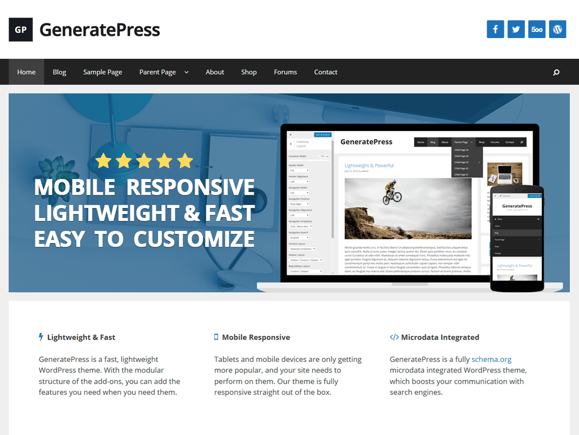 GeneratePress theme websites examples