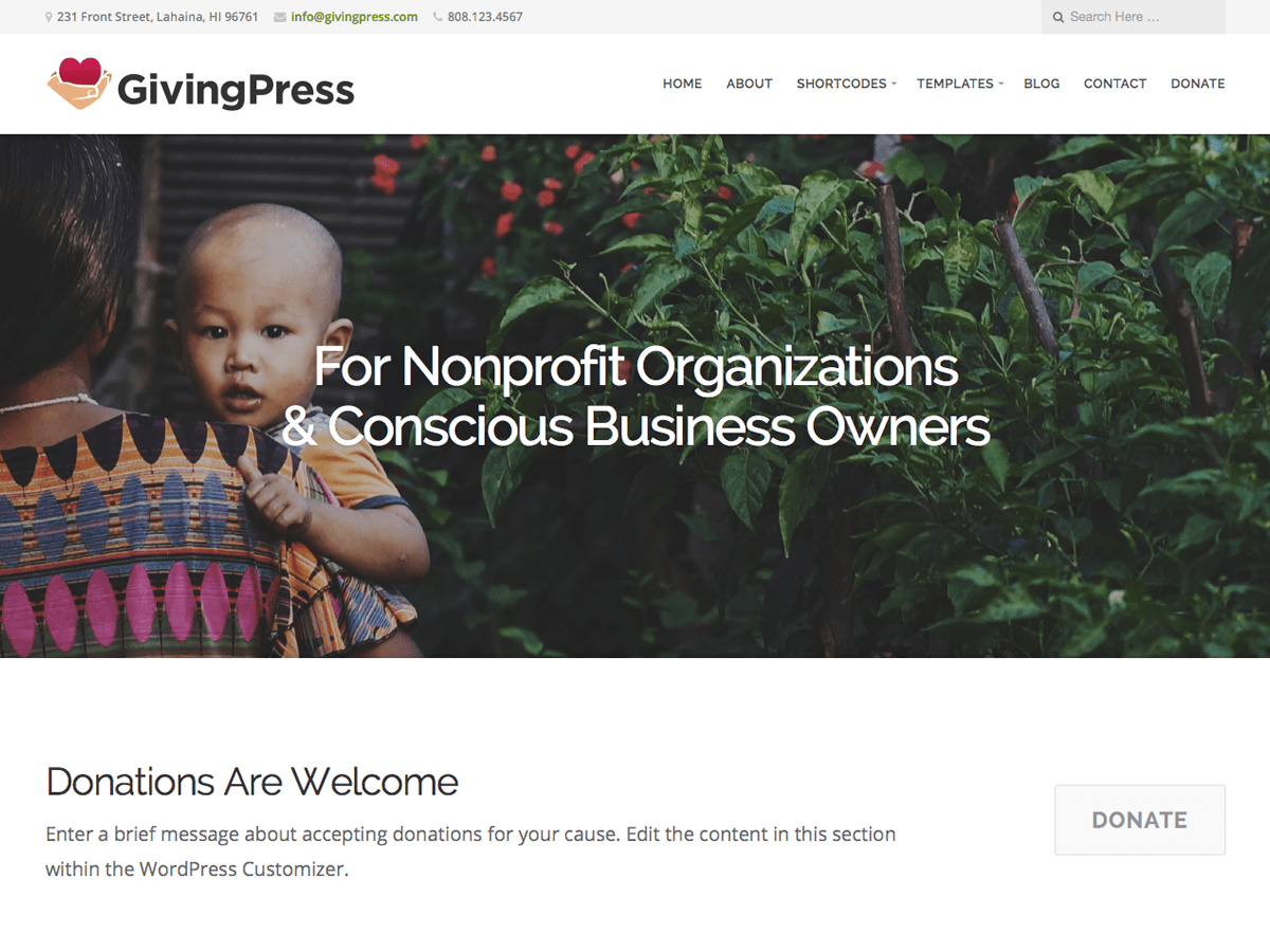 GivingPress Lite website example screenshot