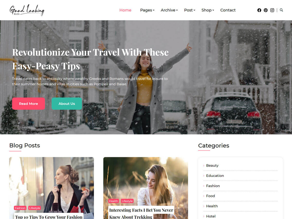good-looking-blog WordPress theme, websites list used good-looking-blog theme good-looking-blog theme websites examples