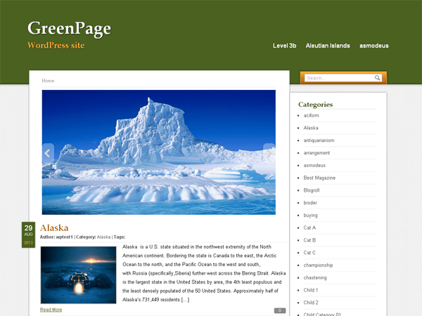 GreenPage theme websites examples