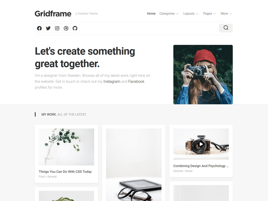 gridframe theme websites examples