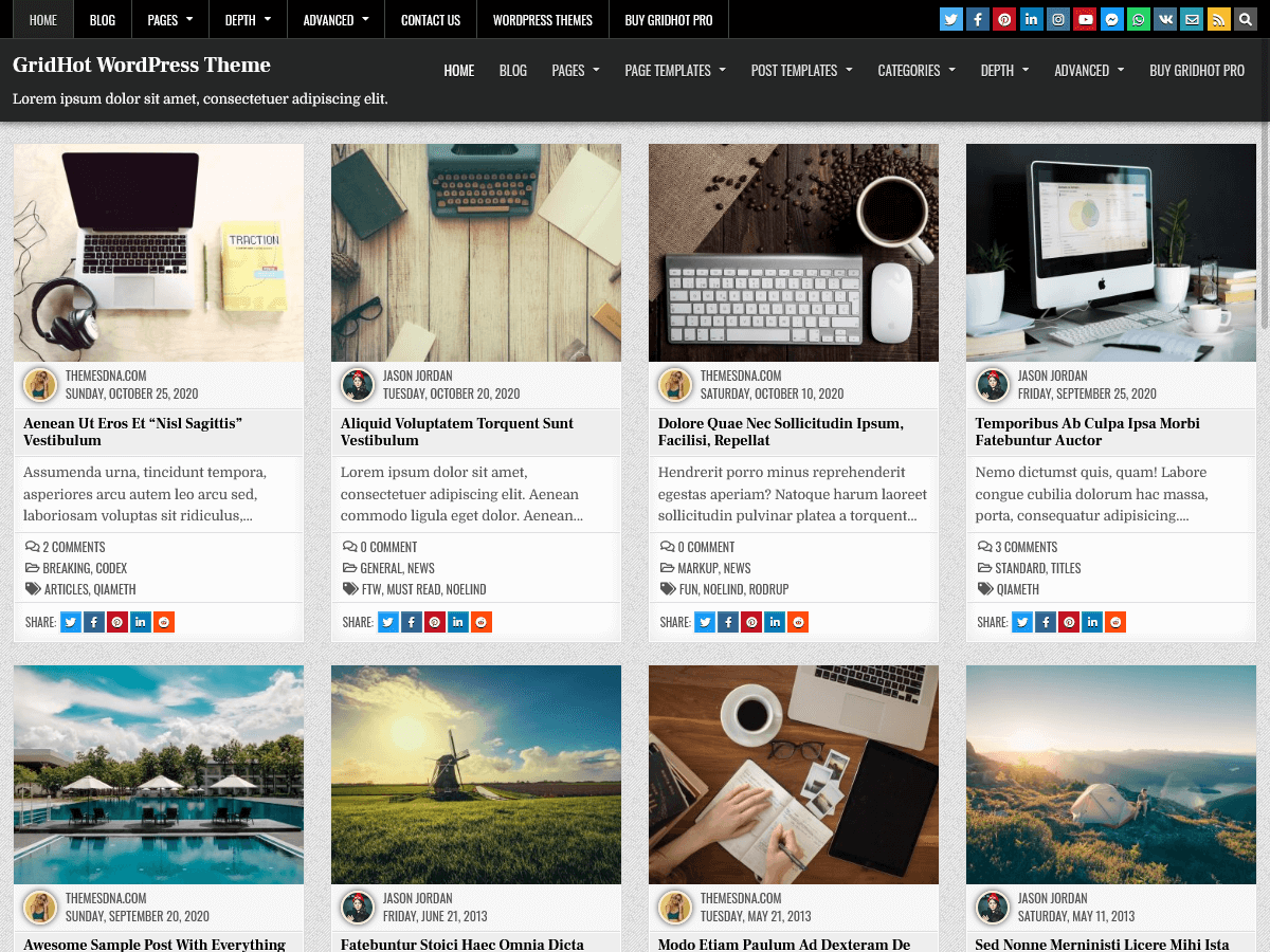 gridhot theme websites examples