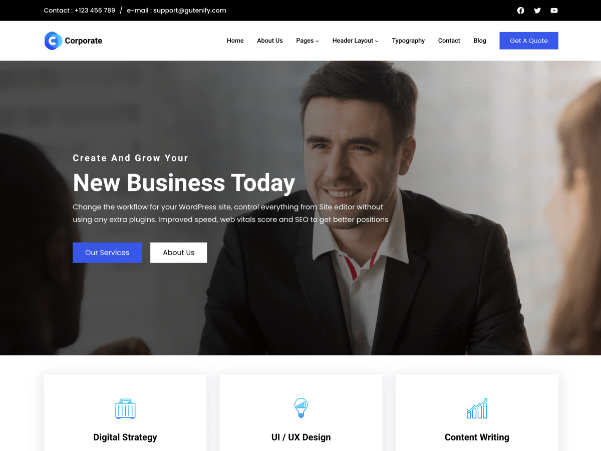 gutenify-corporate WordPress theme, websites list used gutenify-corporate theme gutenify-corporate theme websites examples