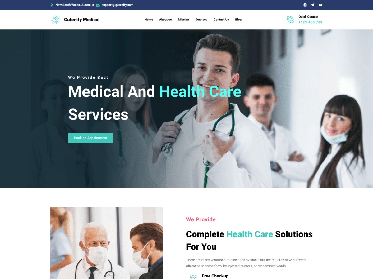 gutenify-medical theme websites examples