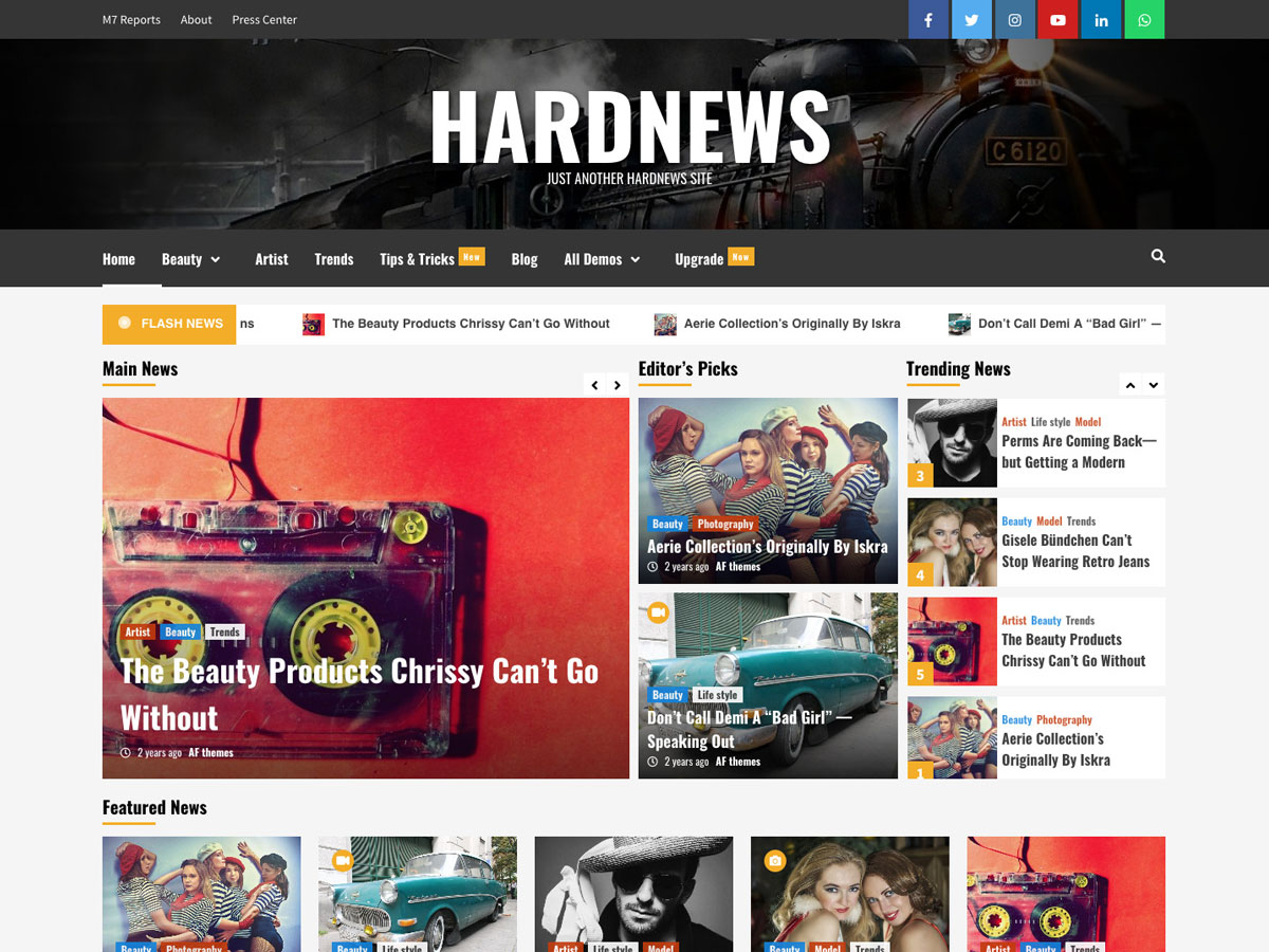 HardNews website example screenshot