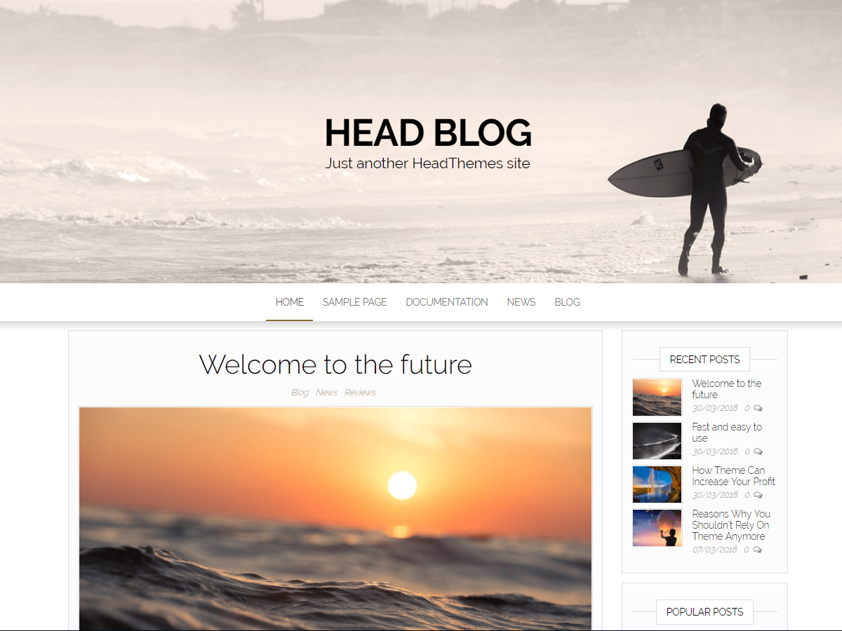 Head Blog website example screenshot