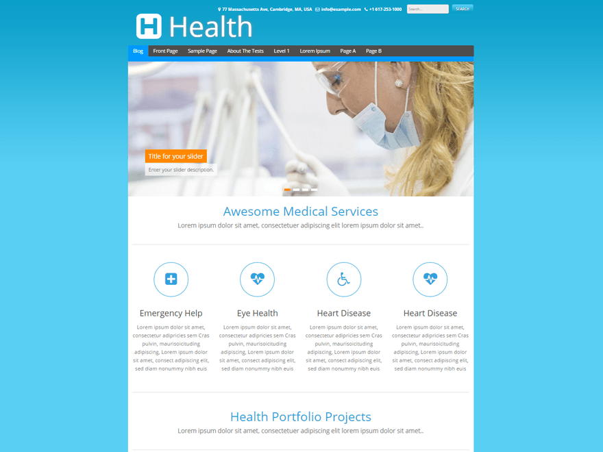 Health website example screenshot