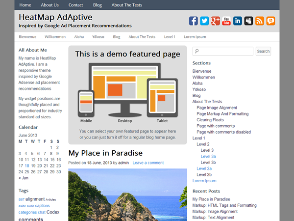 HeatMap AdAptive theme websites examples