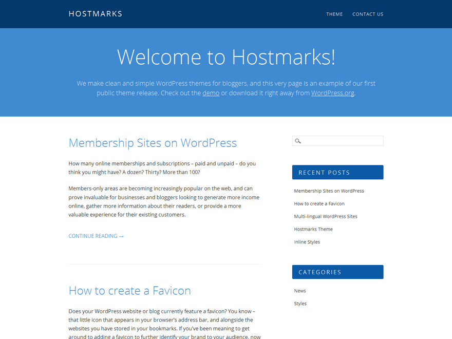 Hostmarks website example screenshot