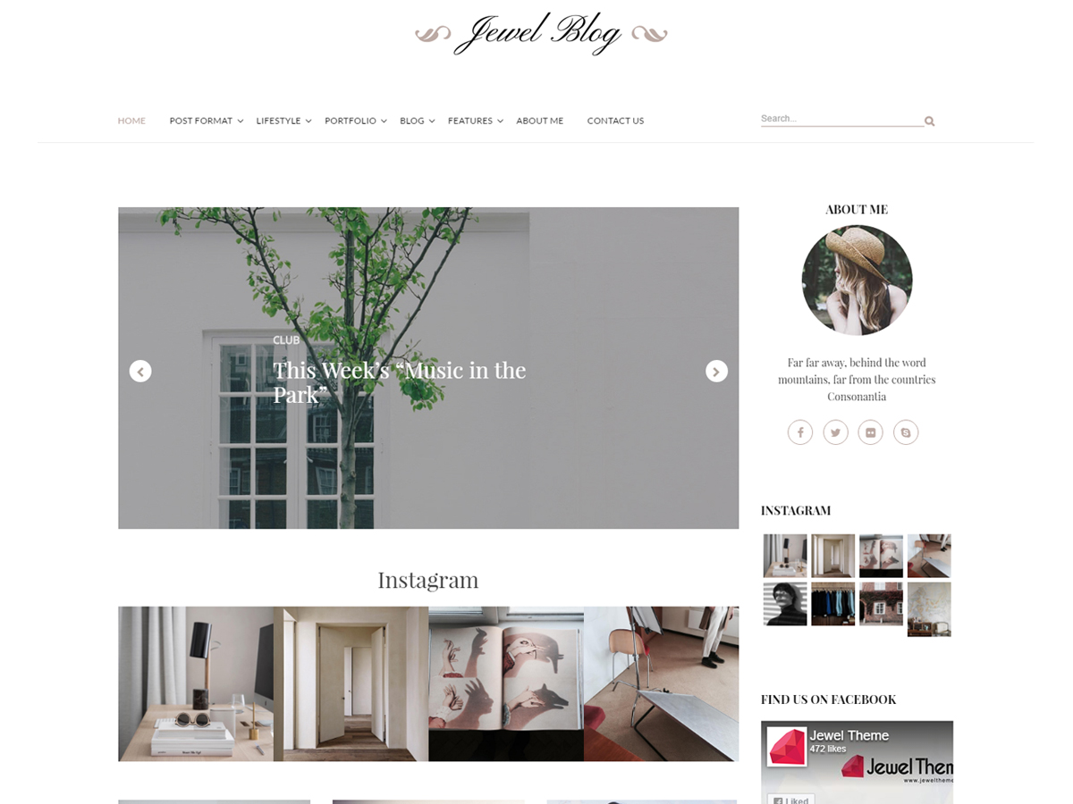 Jewel Blog theme websites examples