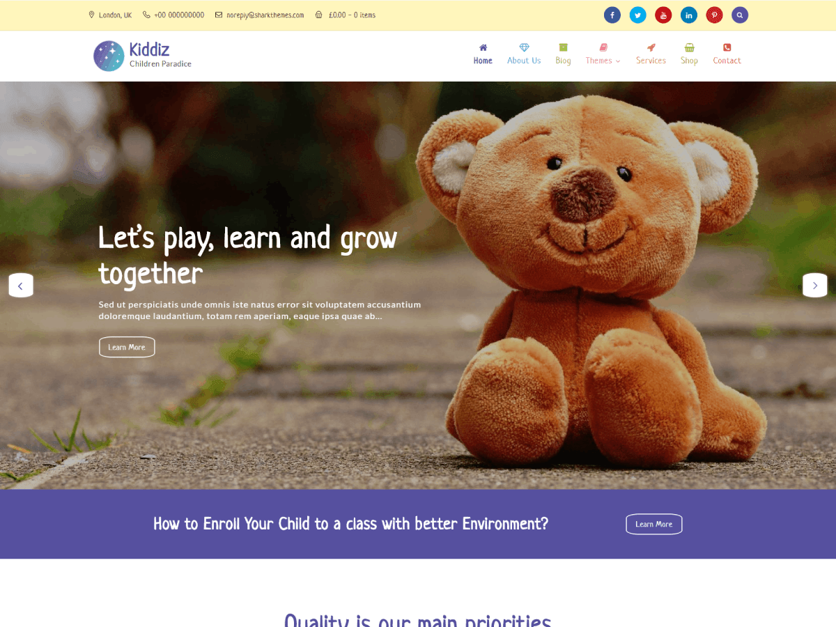 kiddiz theme websites examples