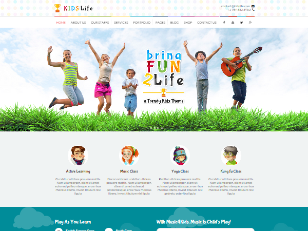 kidslife theme websites examples