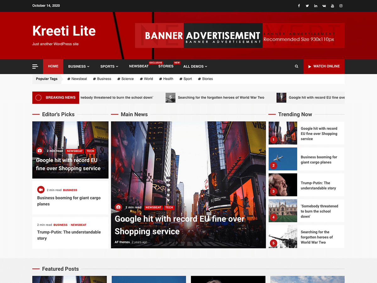 kreeti-lite theme websites examples