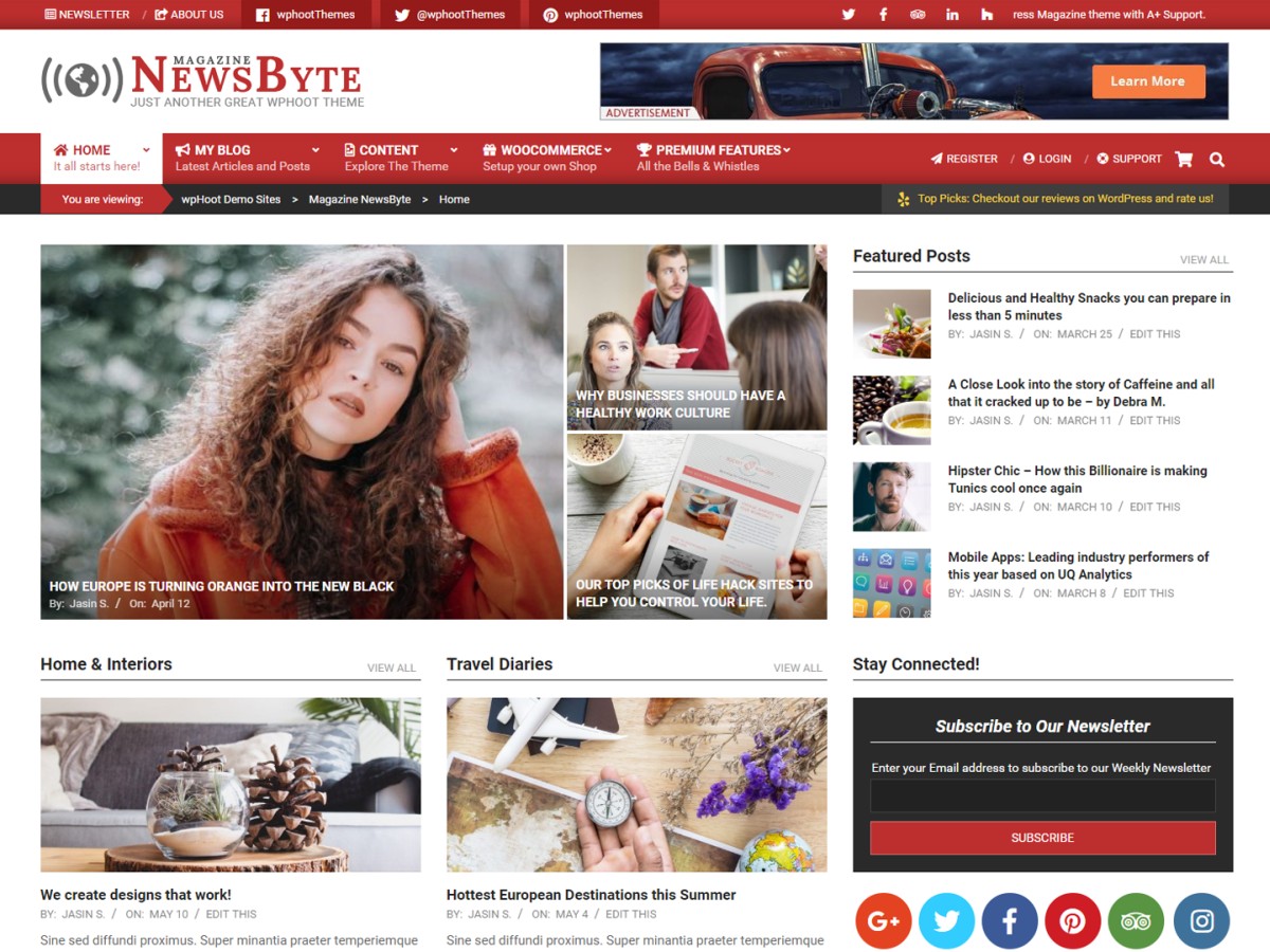 Magazine News Byte website example screenshot